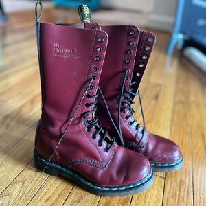 DR MARTENS CHERRY RED 14 EYE LEATHER BOOTS Size 6 $100